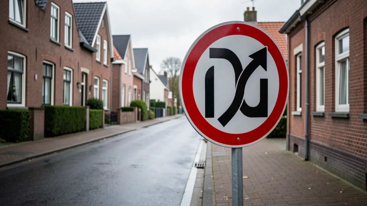 Verkeerssignalisatie voor een tijdelijke wegafsluiting in een Belgische straat.